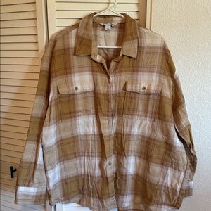 Old Navy Beige and Cream Checkered Shirt